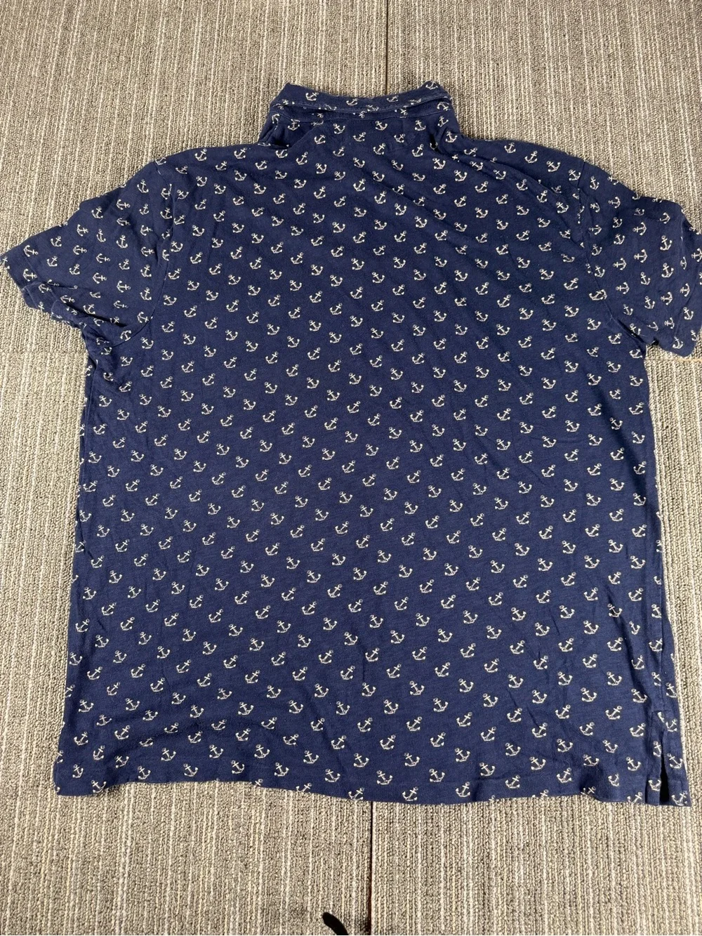 Ralph Lauren Navy Polo with White Anchor Print 100% Cotten Size XL